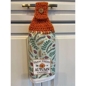 Crochet Top Kitchen Towel- Farm Fresh Autumn Harvest